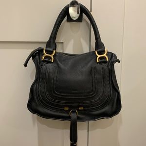Chloe Medium Marcie Black Calfskin Leather Satchel